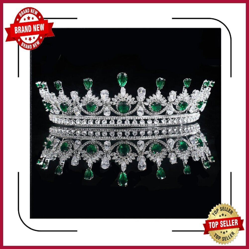 Silver Cubic Zirconia Wedding Tiara Headband Bridal Hair Accessory